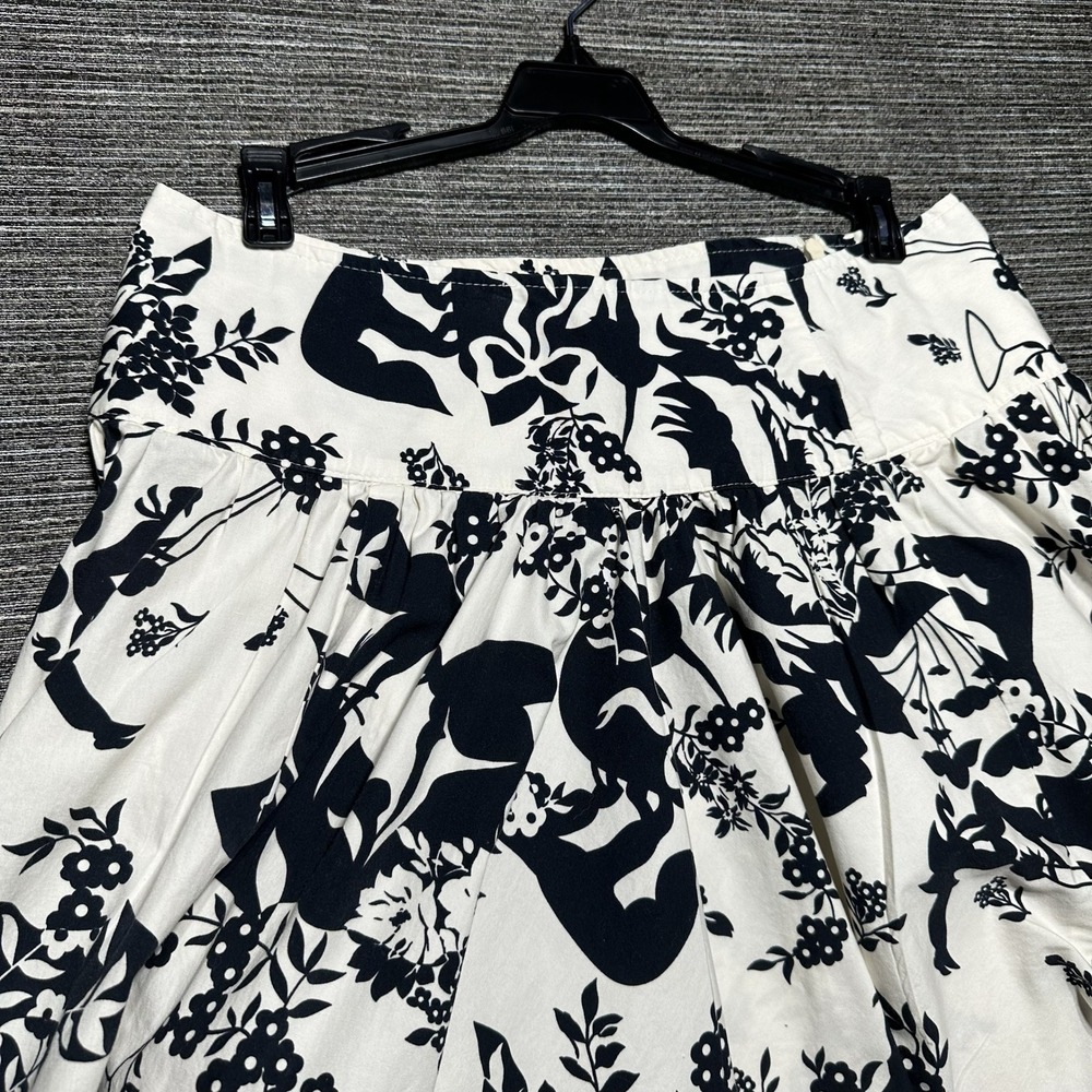 LunaChix Skirt Women Medium White Black Floral A-Line Flare Vintage Made in USA - Picture 2 of 16